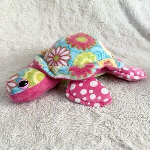 Douglas Cuddle Toy Sea Turtle Pink Floral Stuffed Animal Flower Polka Dot
